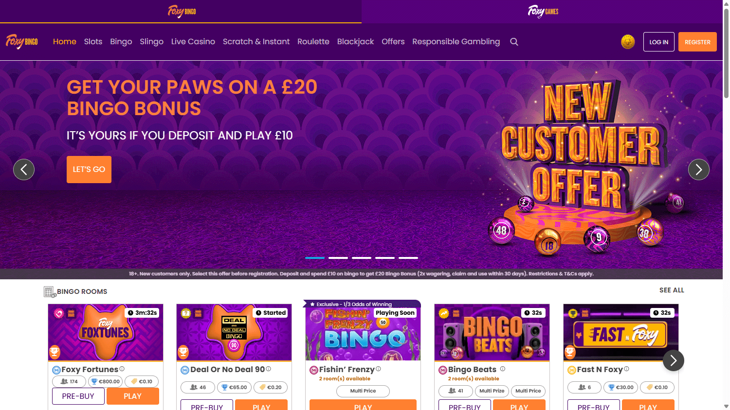 Foxy Bingo Casino Desktop screenshot